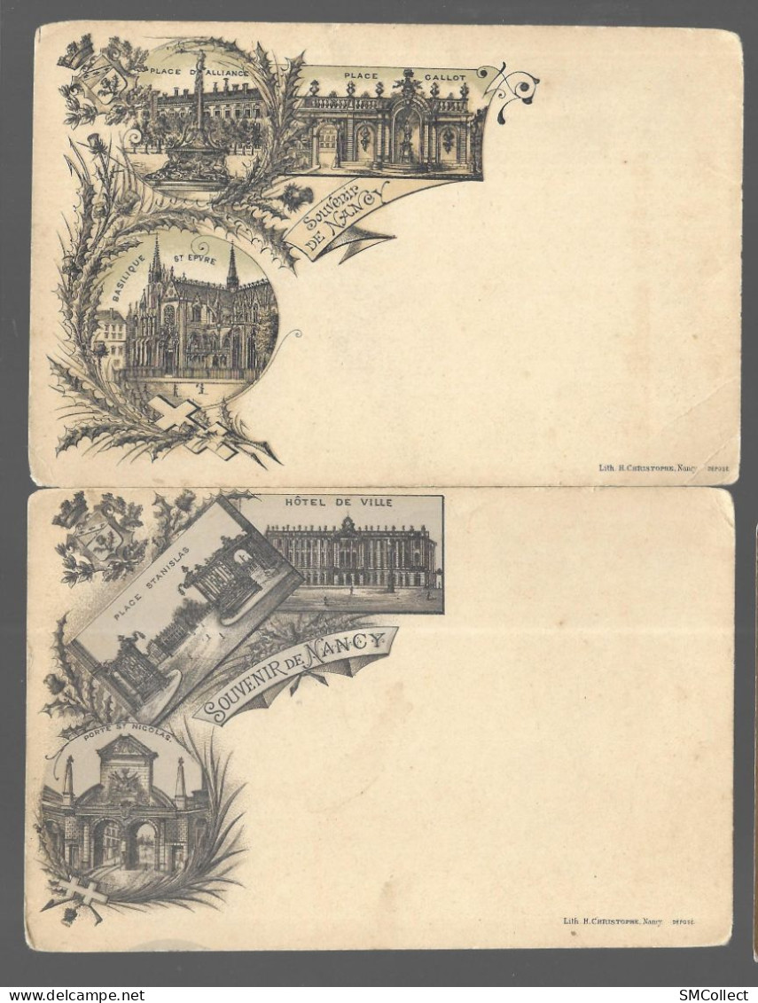 Lithographie. Souvenir De Nancy, Lot De 2 Lithos (A18p53) - Nancy