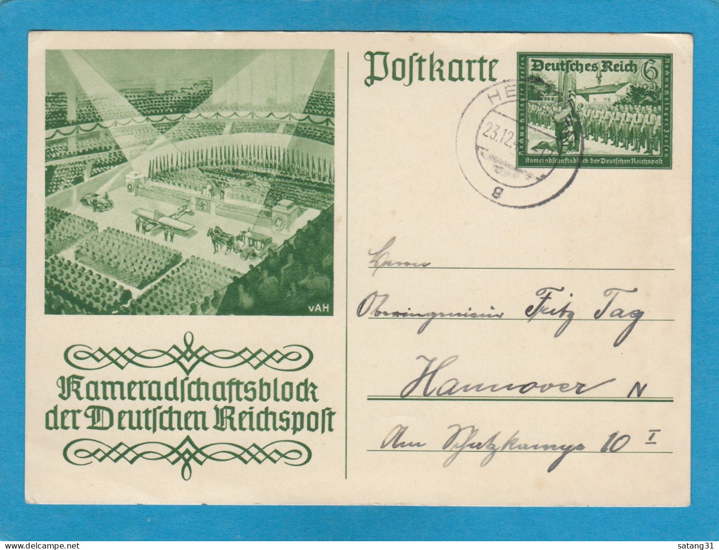 P 292.GANZSACHE AUS HERFORD NACH HANNOVER,1942. - Cartes Postales