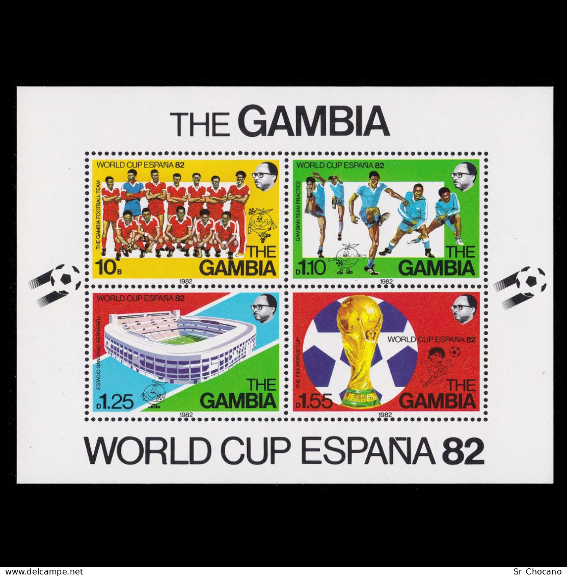 World Cup 1982 FOOTBALL GAMBIA.Souvenir Sheet .Scott Nos.600-605 MNH - 1982 – Spain