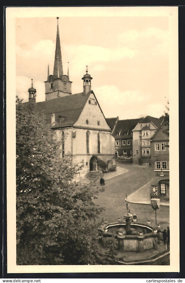 AK Pössneck /Thür., Marktplatz, Kirche Und Brunnen  - Pössneck