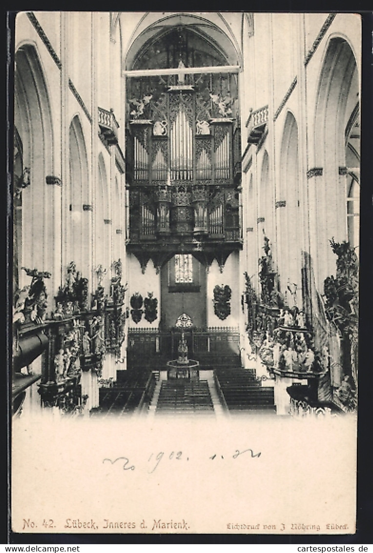 AK Lübeck, Marienkirche, Innenansicht Auf Orgel  - Luebeck