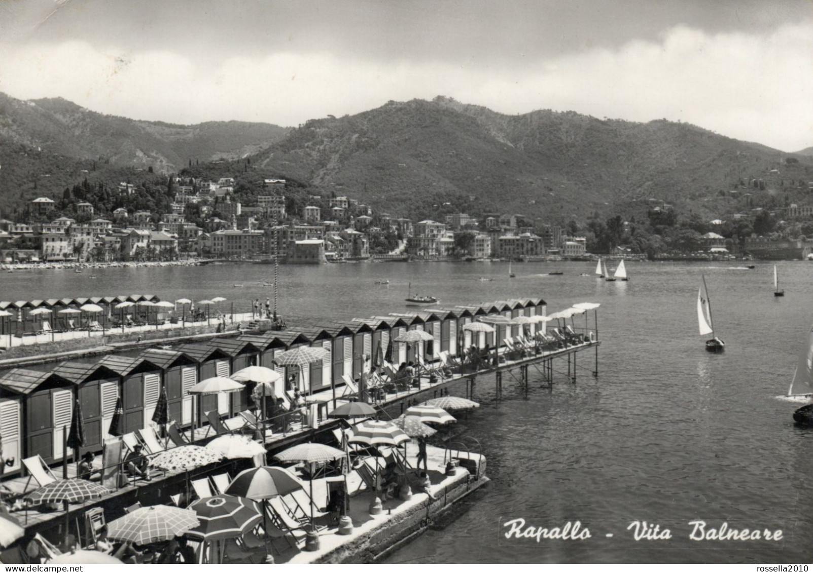 CARTOLINA 1960 ITALIA GENOVA RAPALLO SPIAGGIA Italy Postcard ITALIEN AK - Genova (Genua)