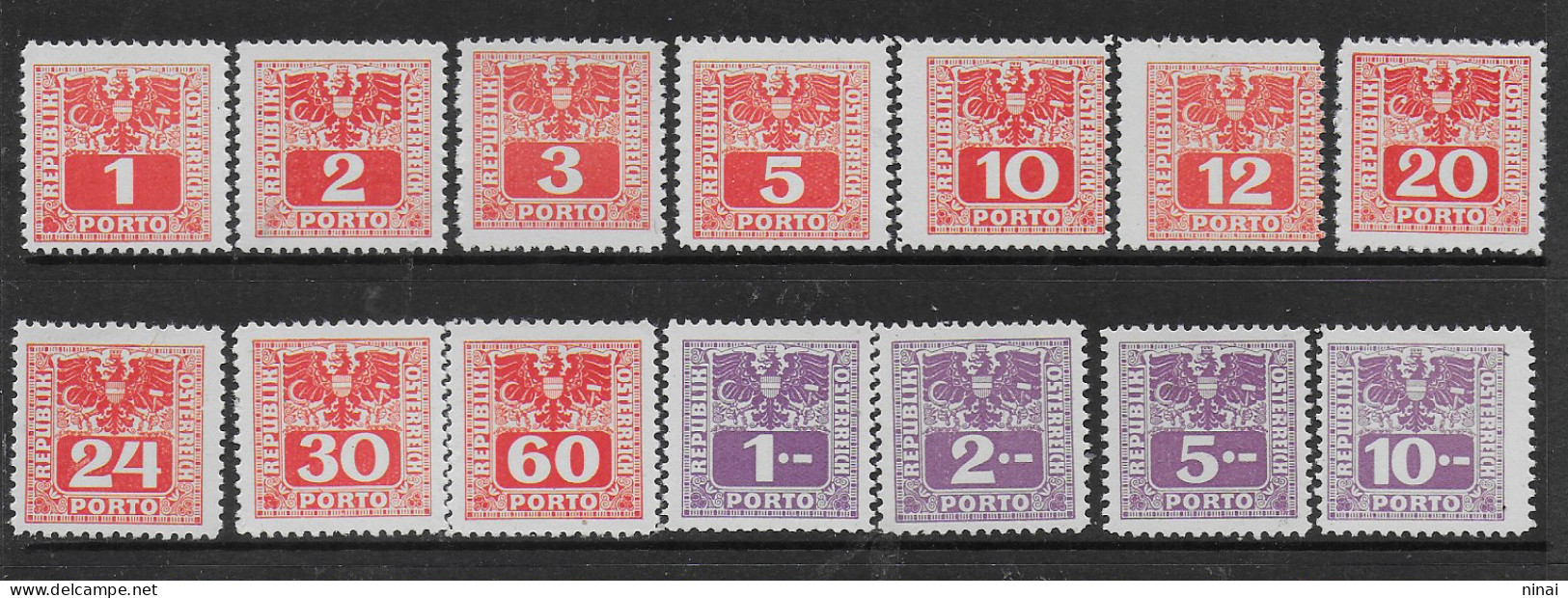 AUSTRIA 1945  SEGNATASSE SERIE DI 14 VALORI INTEGRI  ** MNH LUSSO C2053 - Neufs