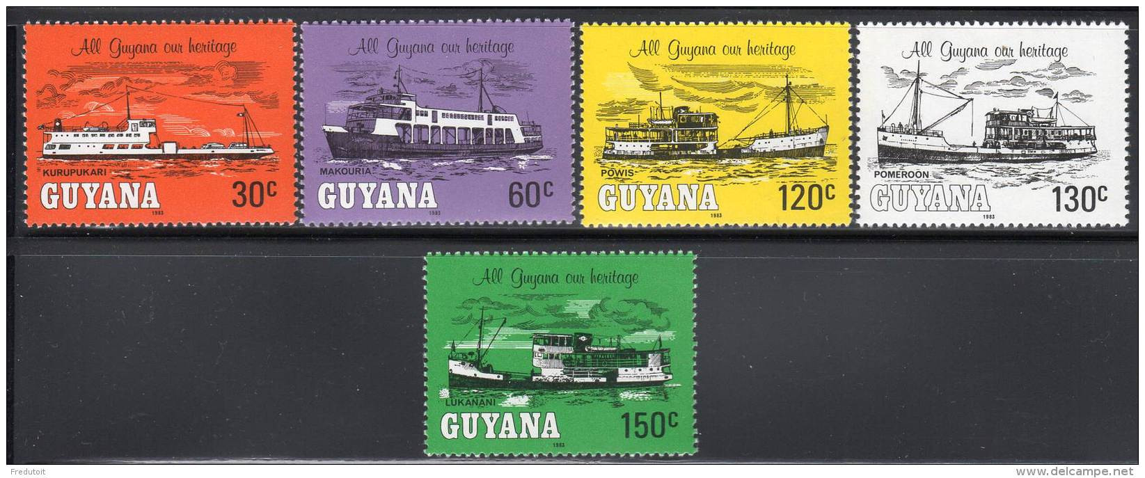 GUYANA - N°821/5 ** (1983)   BATEAUX - Guyane (1966-...)