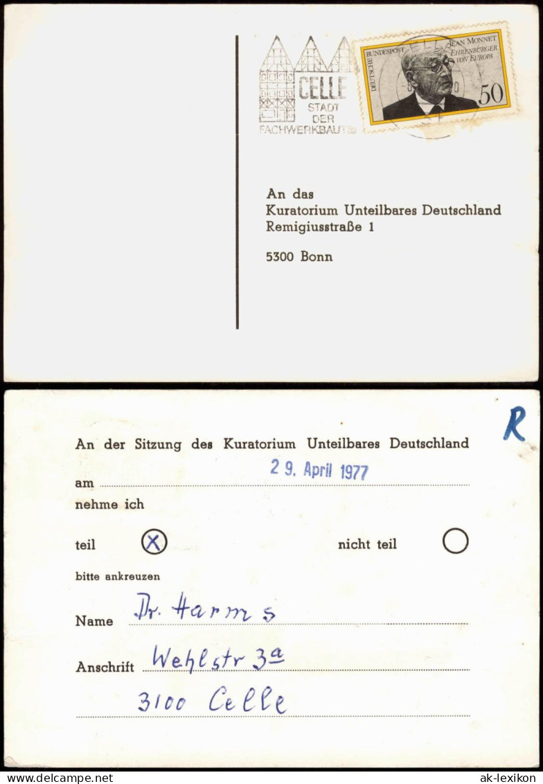Reklame & Werbung Kuratorium Unteilbares Deutschland Sitzung 1977 - Publicité
