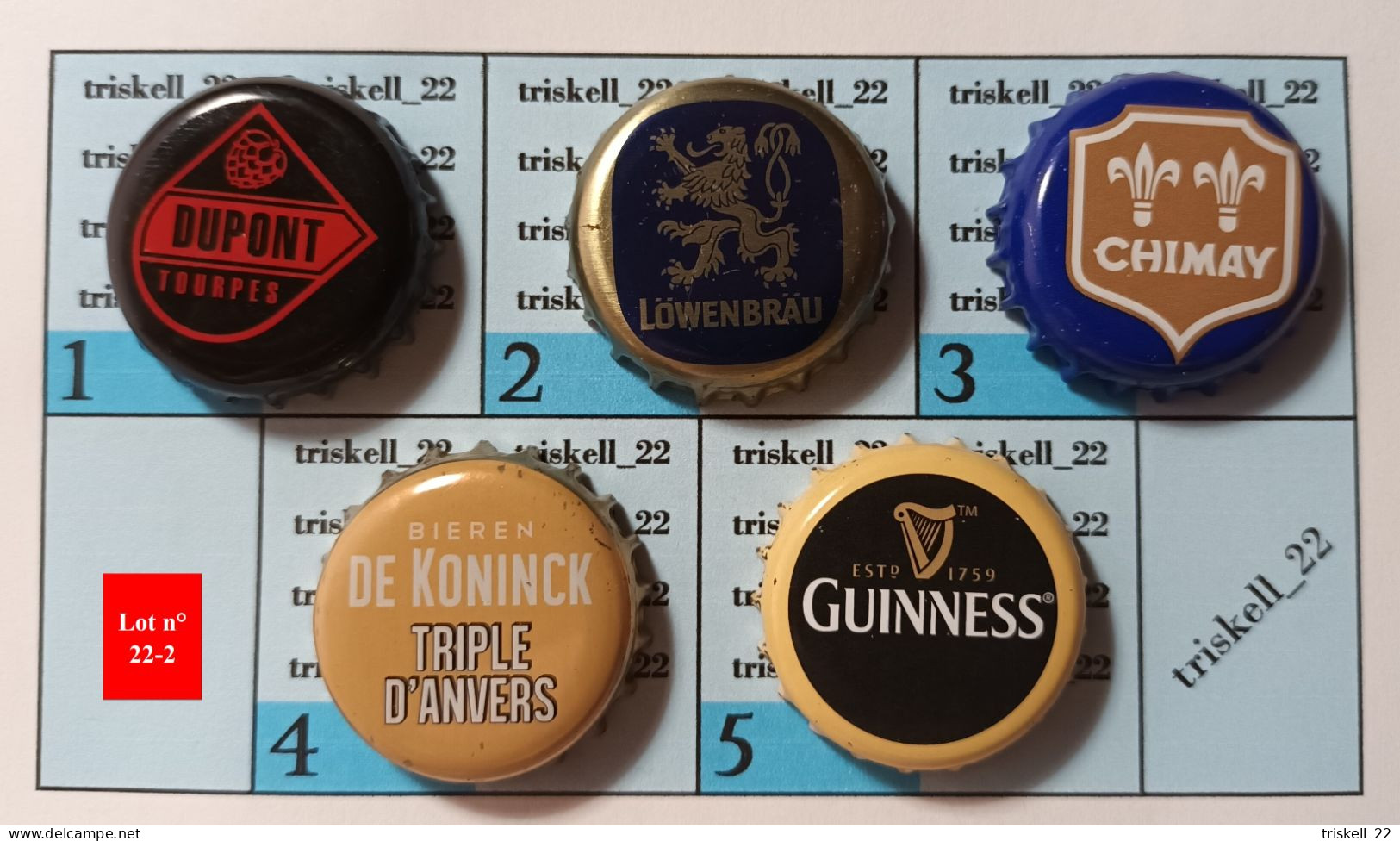 5 Capsules De Bière   Lot N° 22-2 - Birra