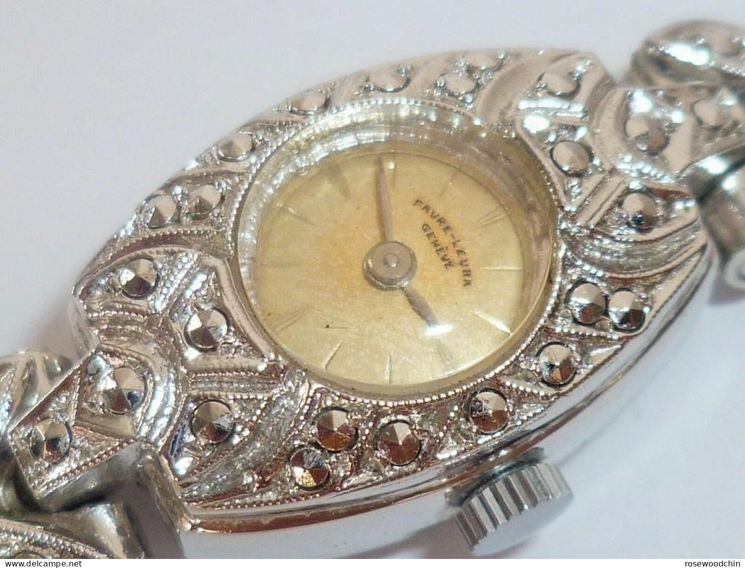 Vintage 50s' Favre-Leuba Silver Tone Winding Swiss Lady Cocktail Watch - Watches: Old