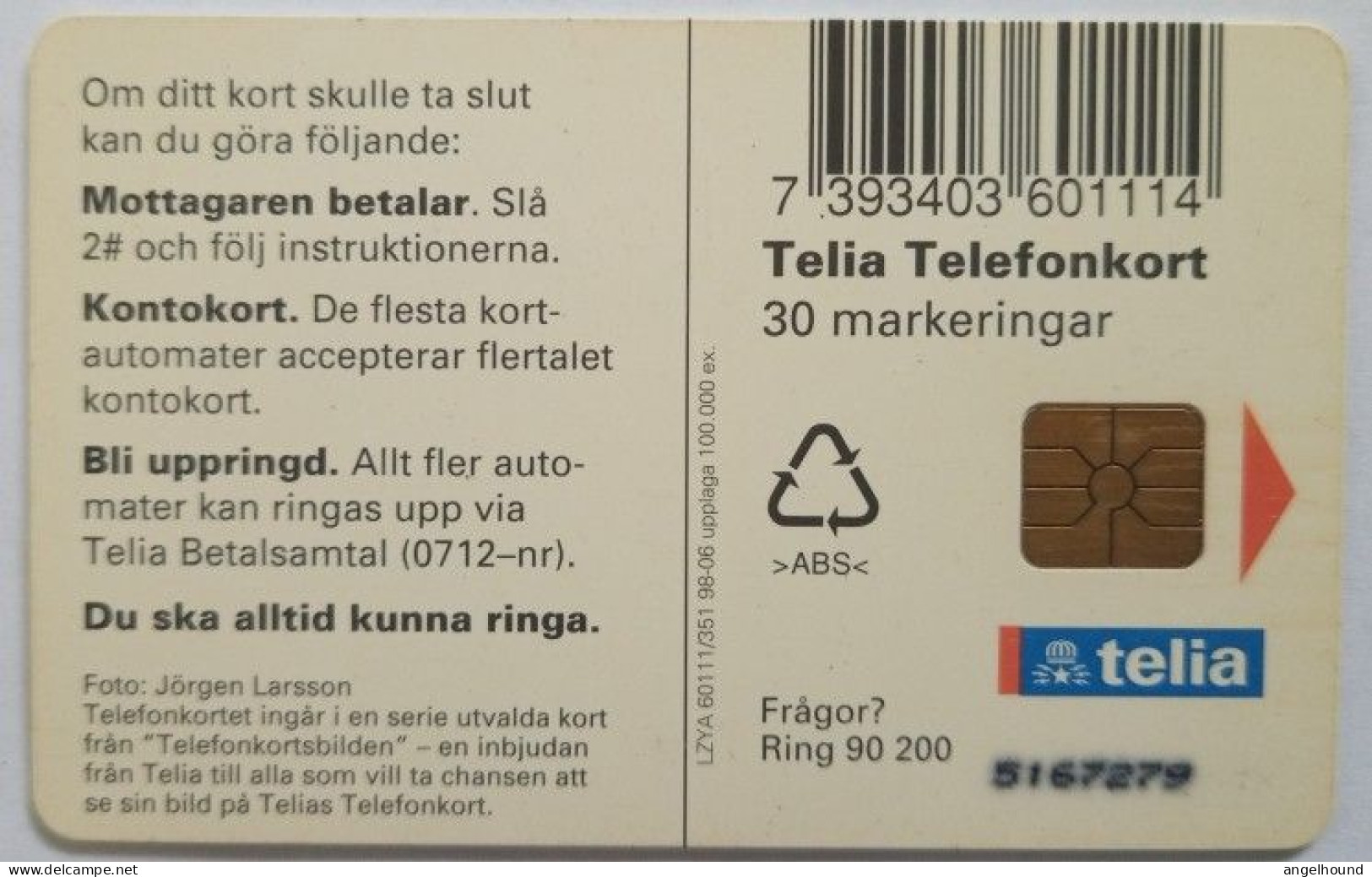 Sweden 30Mk. Chip Card - Kanoer At Dawn - Svezia