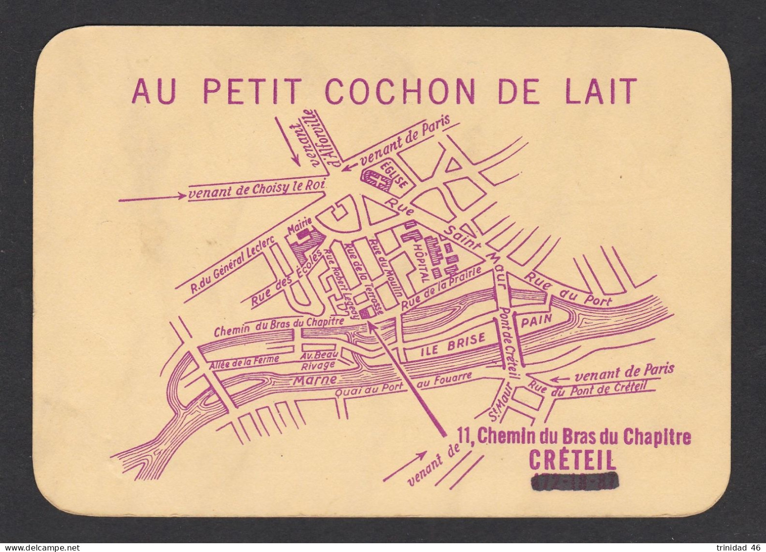 CRETEIL 94 ( AUBERGE AU PETIT COCHON DE LAIT ) 11 Chemin Du Bras Du Chapitre - Zonder Classificatie