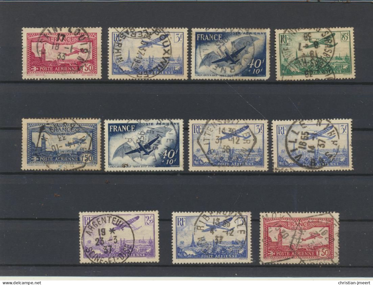 France PA  11 Timbres - 1927-1959 Oblitérés