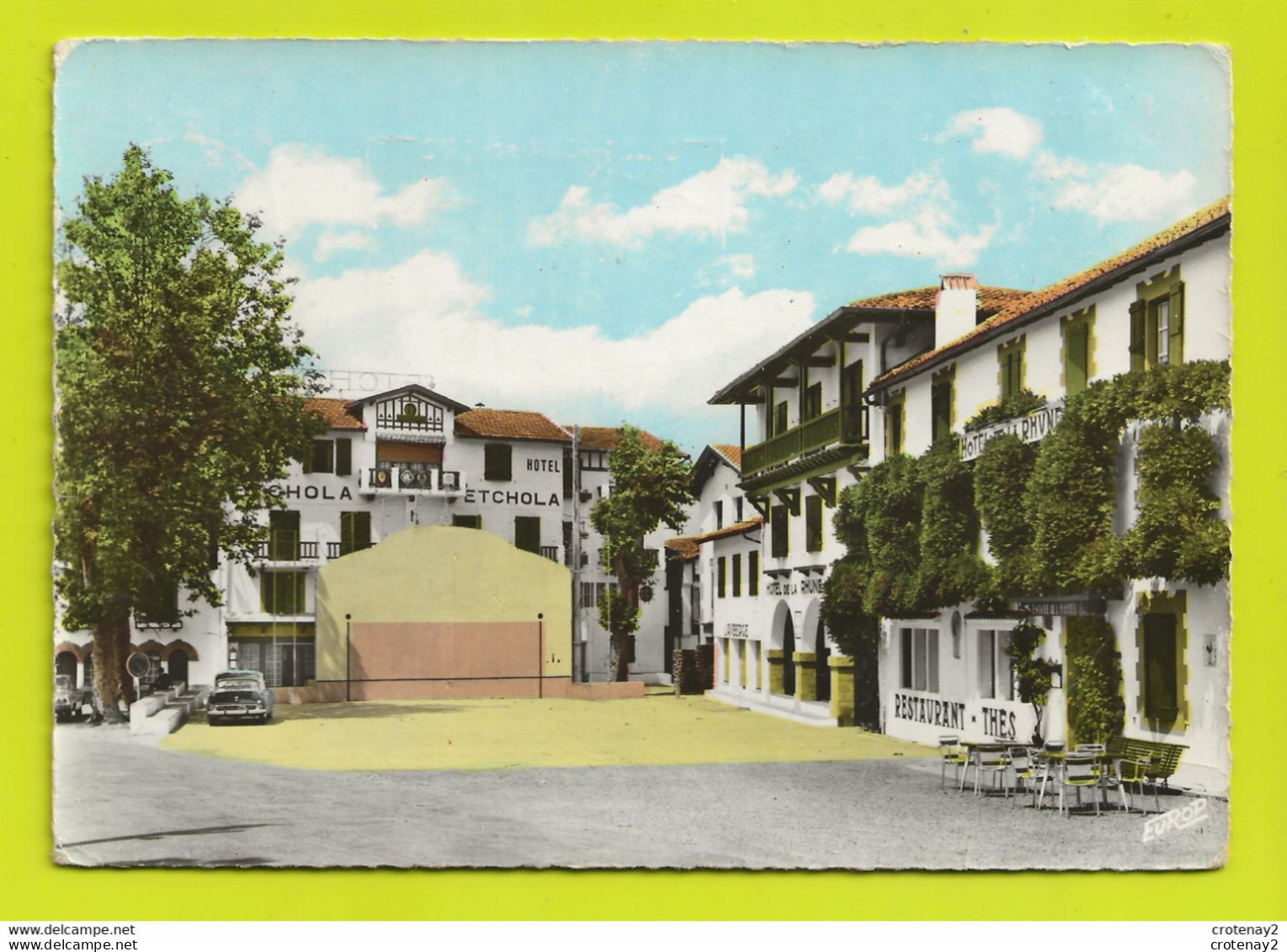 64 ASCAIN N°284 Fronton Et Hôtels ETCHOLA Et Hôtel De La Rhune Restaurant Auberge Thés En 1963 Citroën DS Noire - Ascain