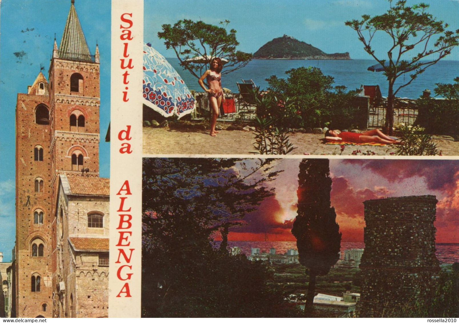 CARTOLINA 1969 ITALIA SAVONA ALBENGA SALUTI VEDUTINE Italy Postcard ITALIEN AK - Savona