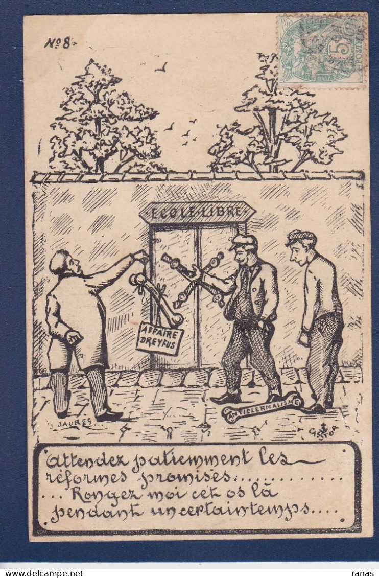 CPA Castor Satirique Caricature Politique Non Circulée Affaire Dreyfus Jaurès Anticléricalisme - Satirical
