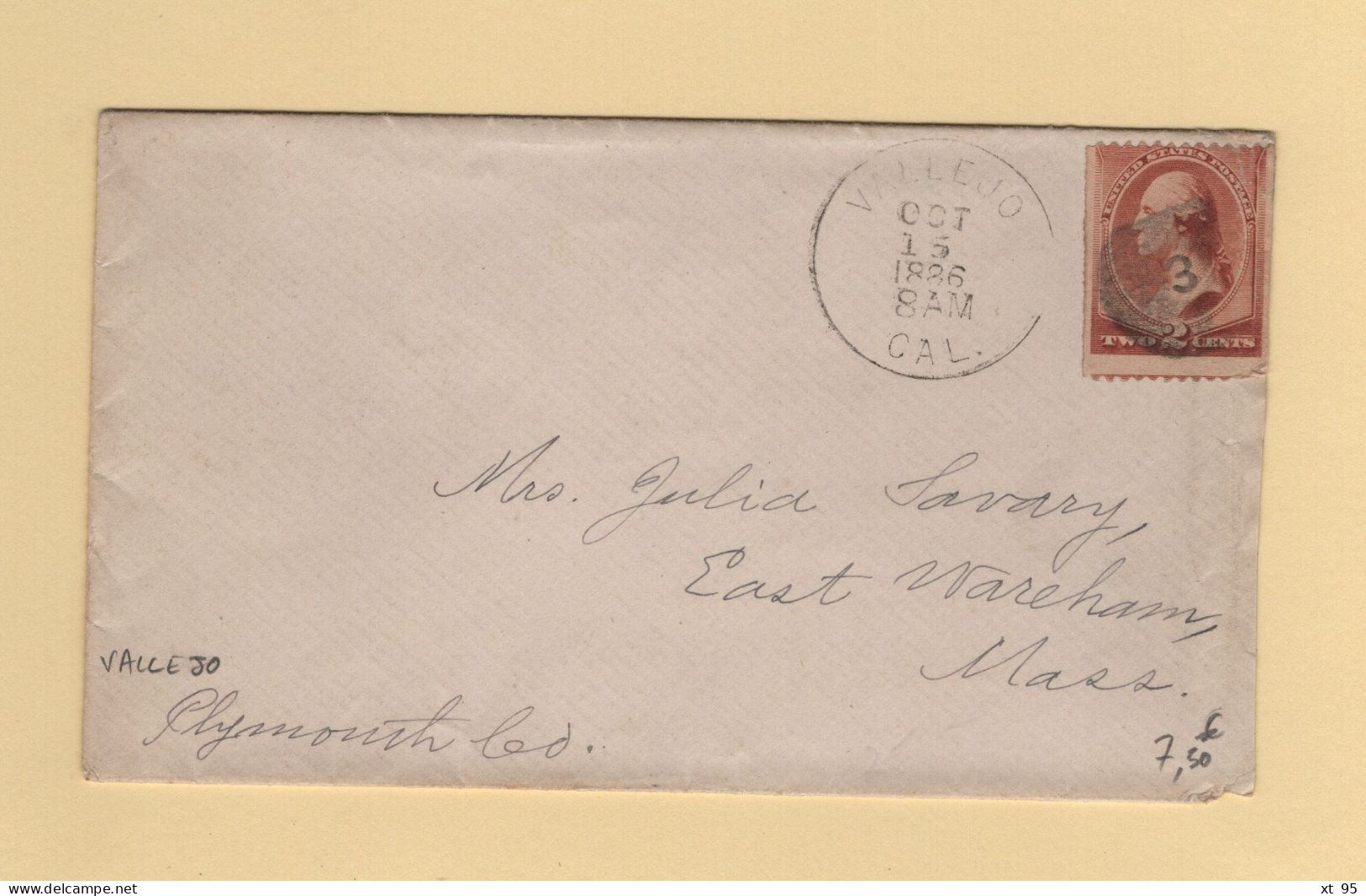 Etats Unis - Vallejo 1886 - Briefe U. Dokumente