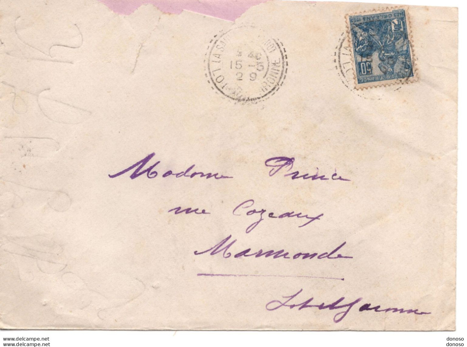 Lettre De 1929 De La Salvetat Du Dropt Pour Marmande  Type Jeanne D'Arc - 1921-1960: Modern Period