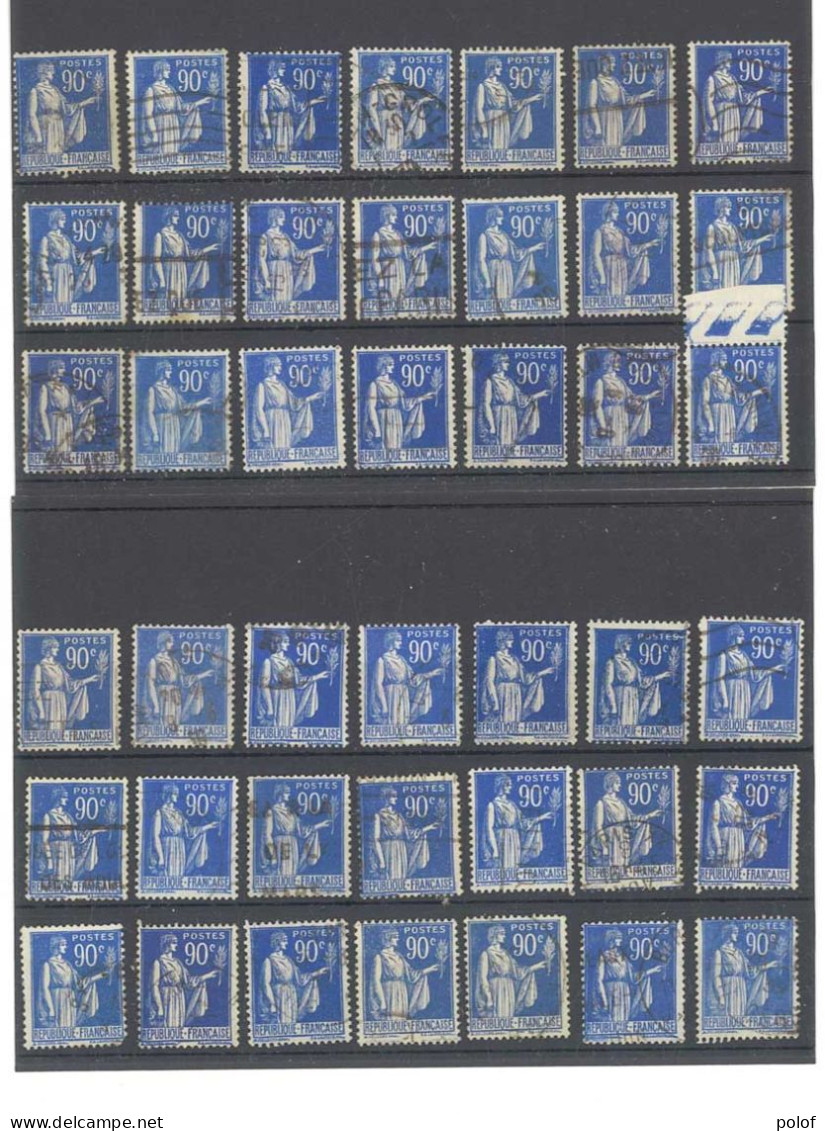 Yvert 368 - Type Paix - Lot De 42 Timbres Oblitérés - à étudier - 1932-39 Paix