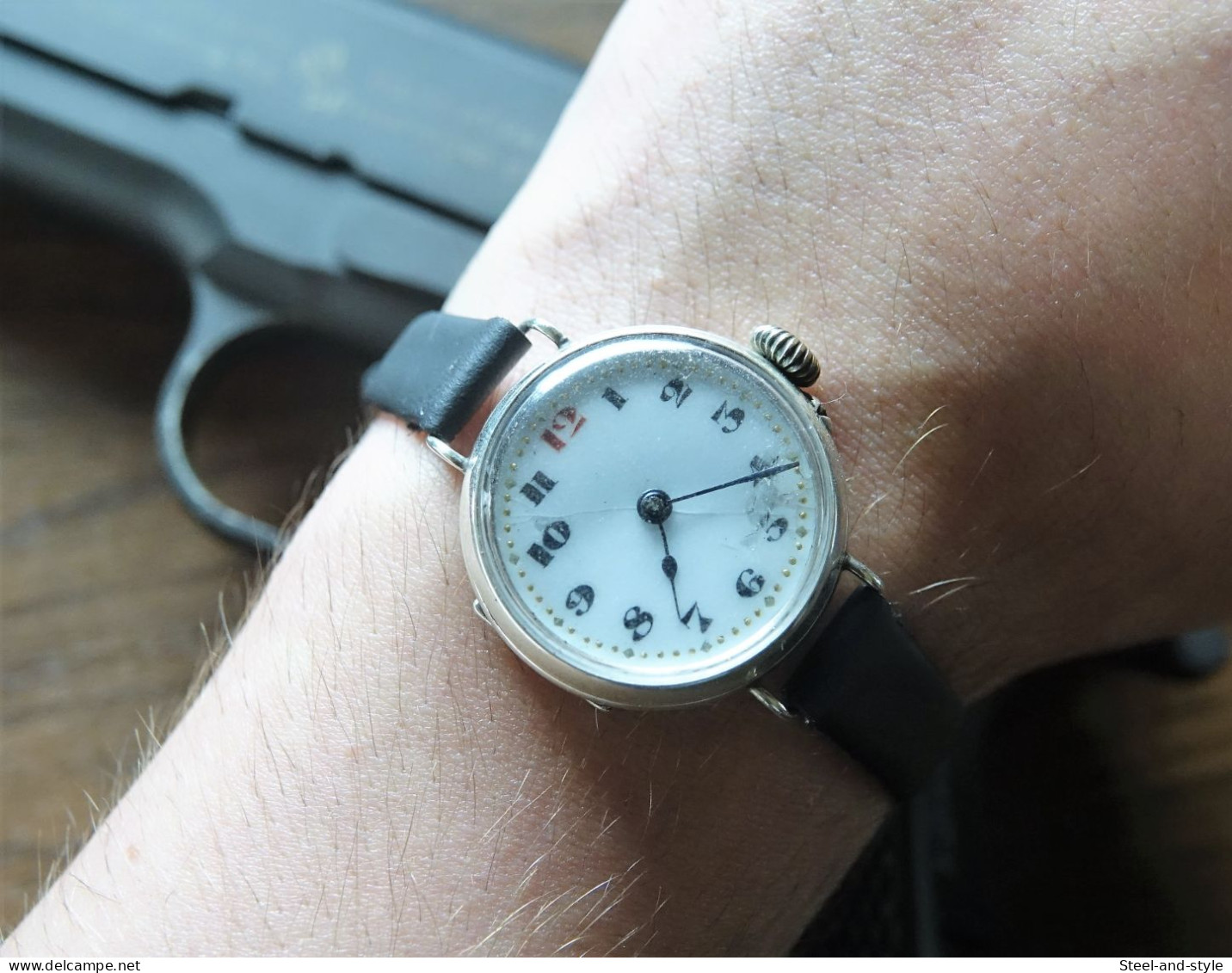 Watches : GS STERLING SILVER TRENCH WW1 - 925 - Case Made In England - Hand Wind - Running - 1900's - Designeruhren