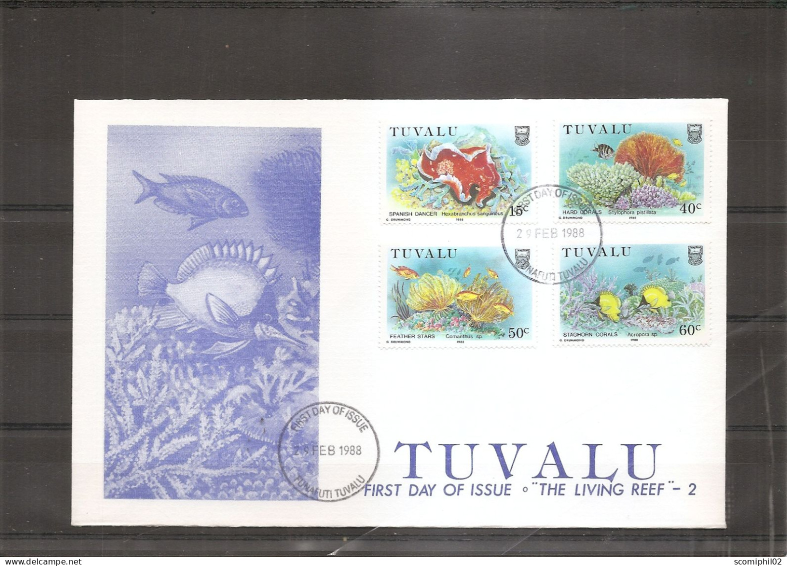 Tuvalu - Vie Marine ( FDC De 1988 à Voir) - Tuvalu (fr. Elliceinseln)
