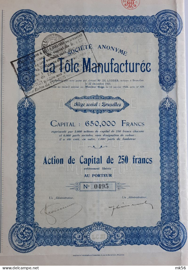 La Tôle Manufacturée - 1924 - Bruxelles - Industry