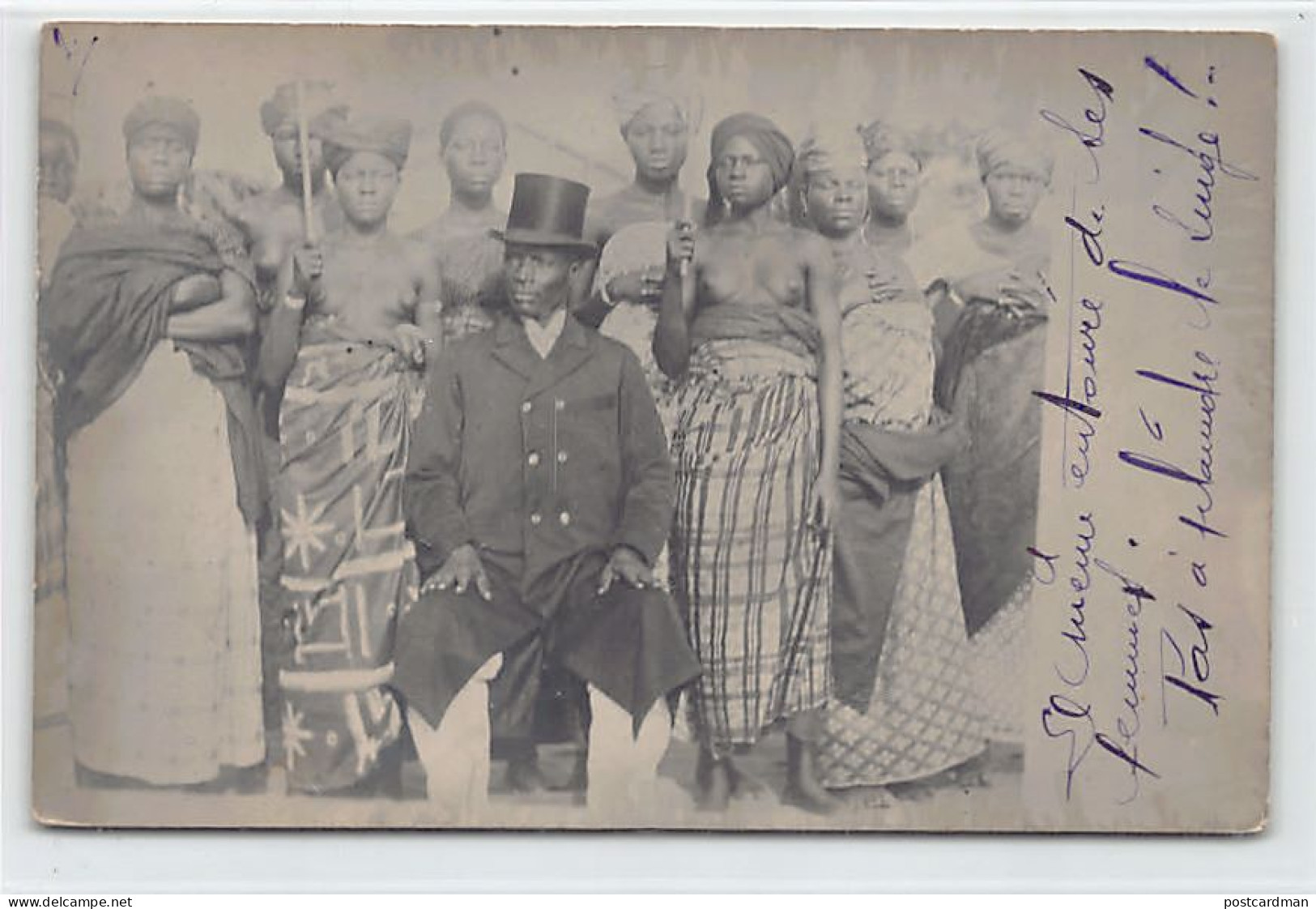 Bénin - PARAKOU - Chef De Famille (Roi De Parakou?) - CARTE PHOTO C. AVRIL 1909 Photographe M. Cuvellier, Administrateur - Benin