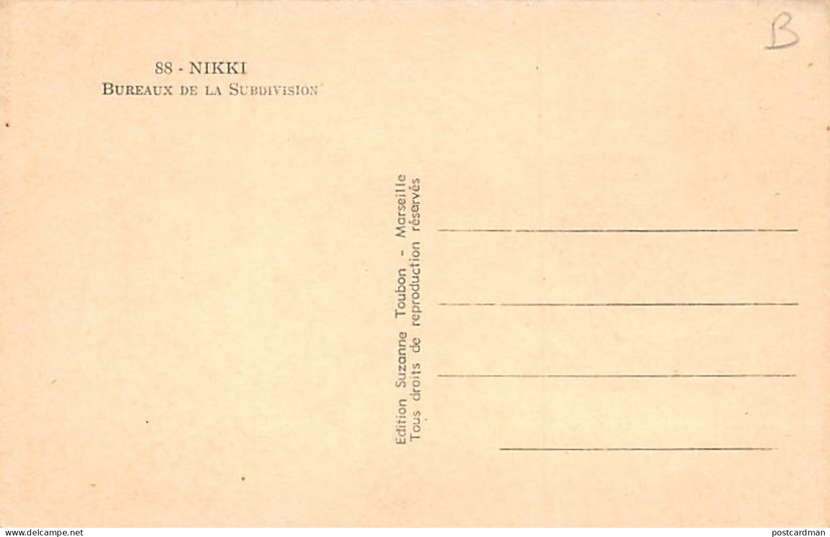 Bénin - NIKKI - Bureaux De La Subdivision - Ed. Suzanne Toubon 88 - Benin