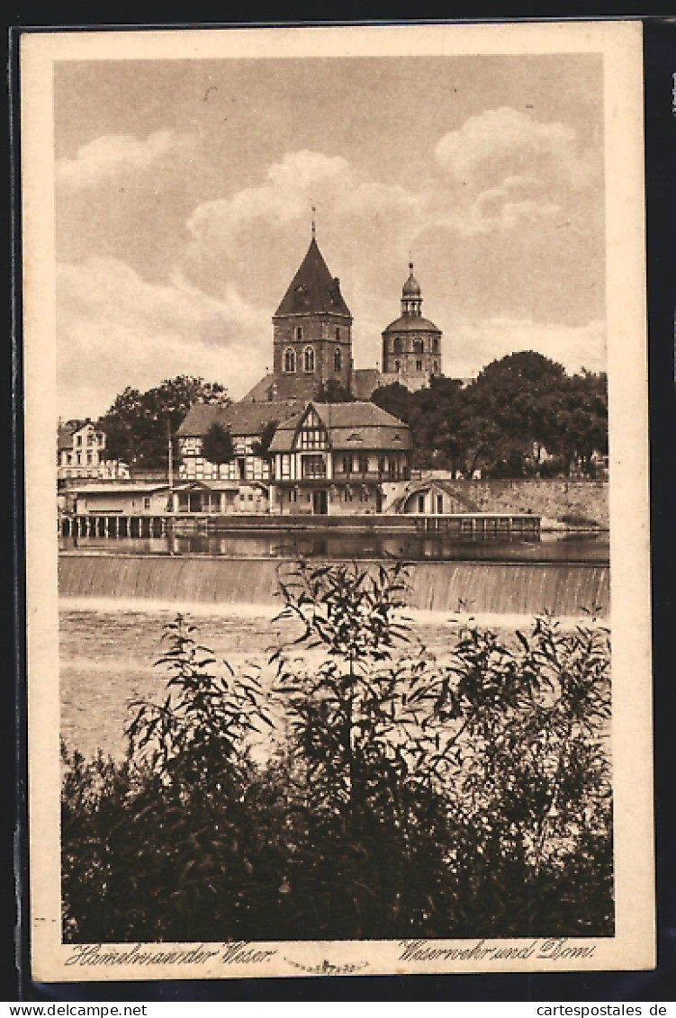 AK Hameln An Der Weser, Wehr Und Dom  - Hameln (Pyrmont)