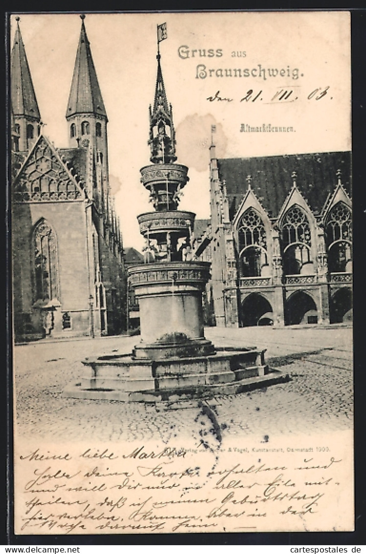 AK Braunschweig, Brunnen Am Altmarkt  - Braunschweig