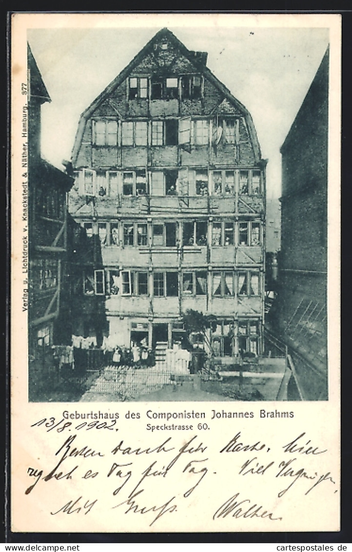 AK Alt-Hamburg, Speckstrasse 60, Geburtshaus Des Komponisten Johannes Brahms  - Other & Unclassified