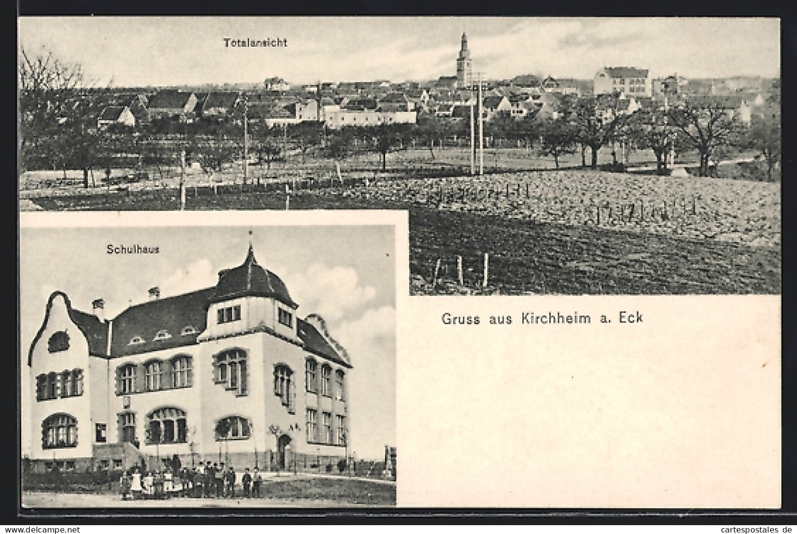 AK Kirchheim A. Eck, Ansicht Vom Schulhaus, Totalansicht Vom Ort  - Autres & Non Classés