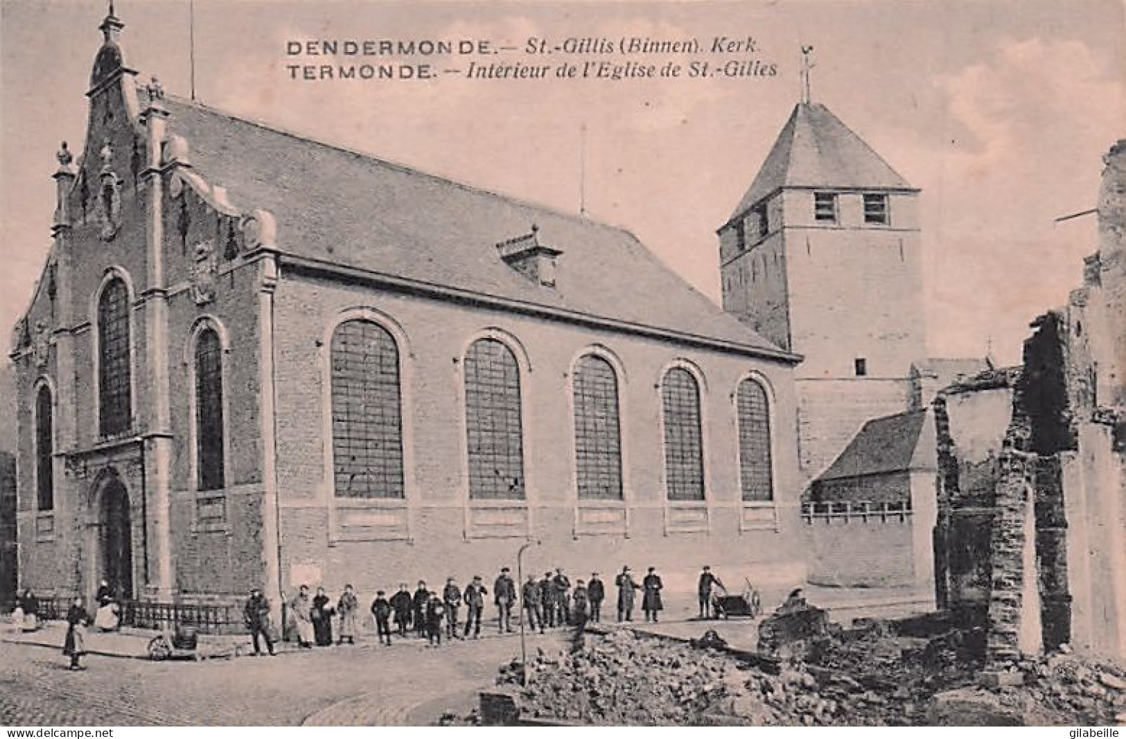 DENDERMONDE - TERMONDE - L'église St Gilles - Animée  - Dendermonde