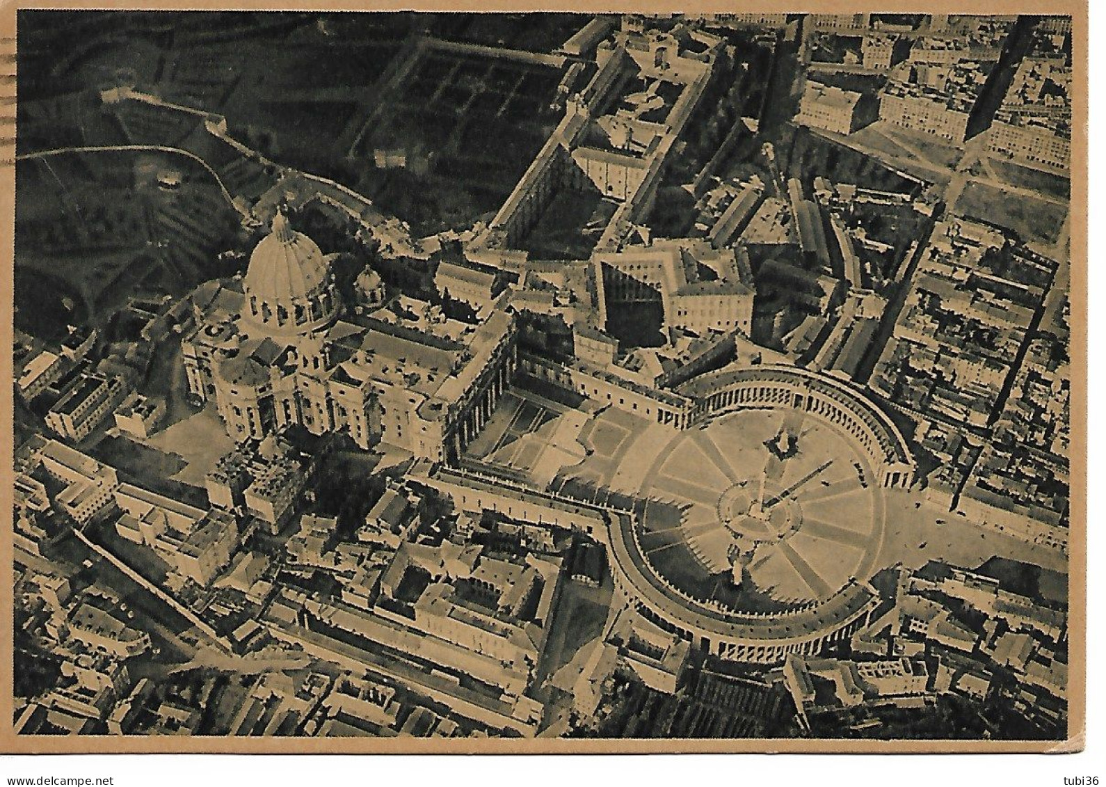 ROMA - PIAZZA S.PIETRO - B/N -DALL'ALTO - Ediz..M.M.R. -CARTOLINA VIAGGIATA 1947 - POSTE ROMA  - DEMOCRATICA £.4 - San Pietro