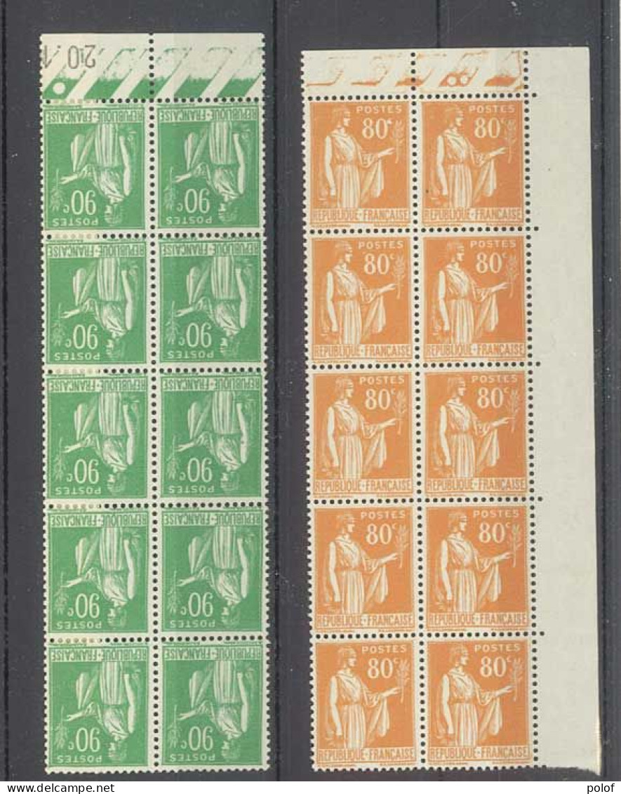 Yvert 366-367 - Type Paix - 2 Blocs De 10 Timbres Neuf Sans Trace De Charnière - Bords De Feuille - 1932-39 Peace