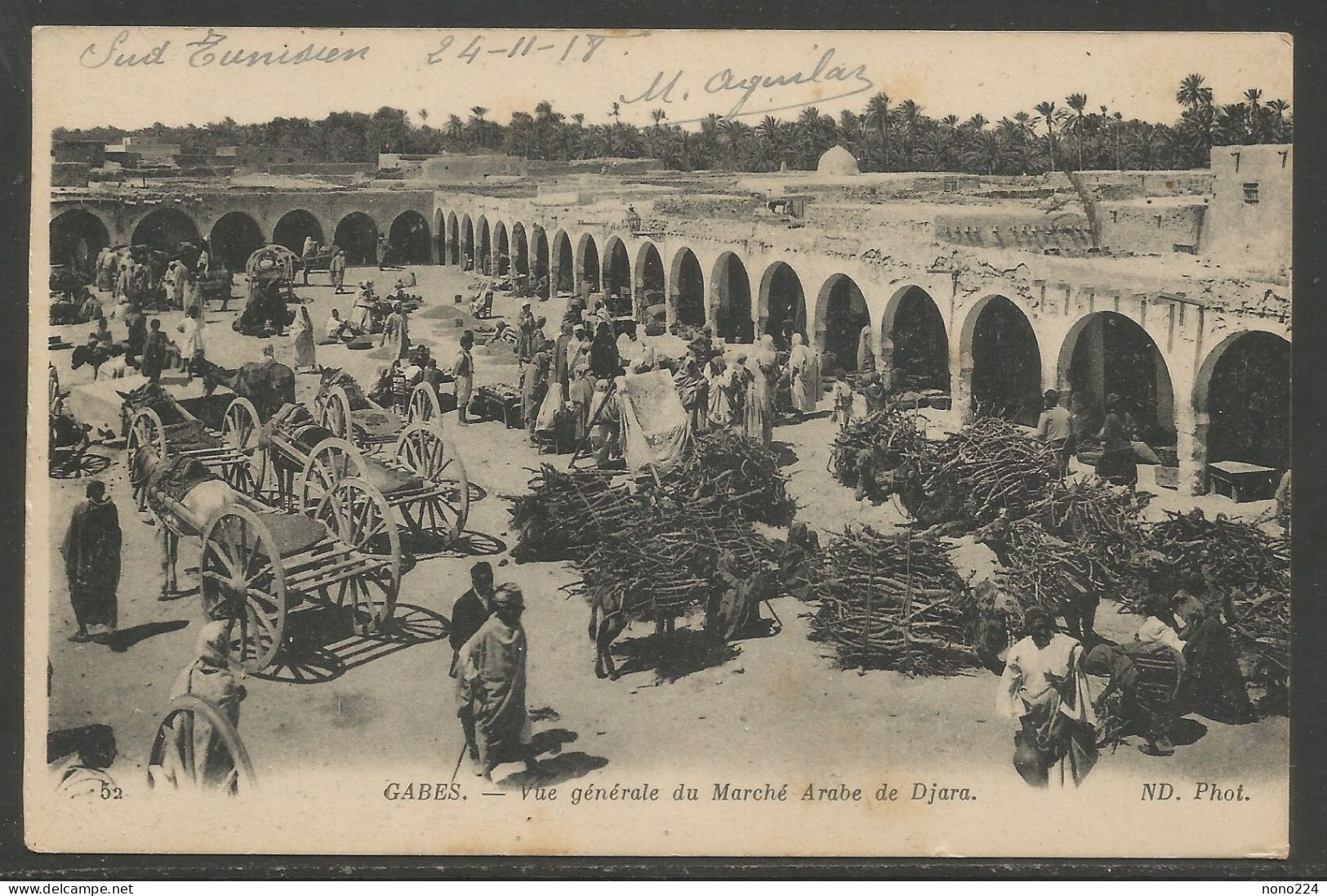 Carte P De 1918 ( Gabes / Vue Générale Du Marché Arabe De Djara ) - Tunisie