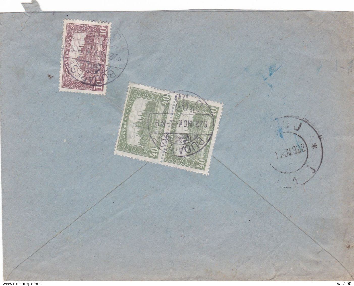 Hungary 5k,40k In Pair,PARLIAMENT REGISTERED COVER 1922 - Lettres & Documents