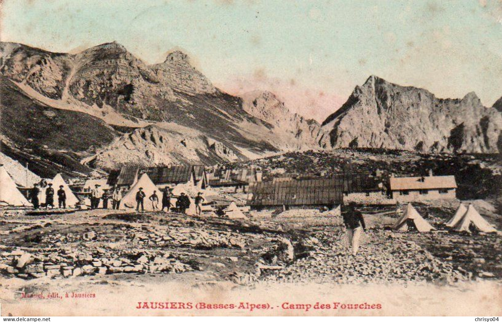 4V5Hyr  04 Jausiers Camp Des Fouches Chasseurs Alpins (pas Courante Colorisée) - Other & Unclassified