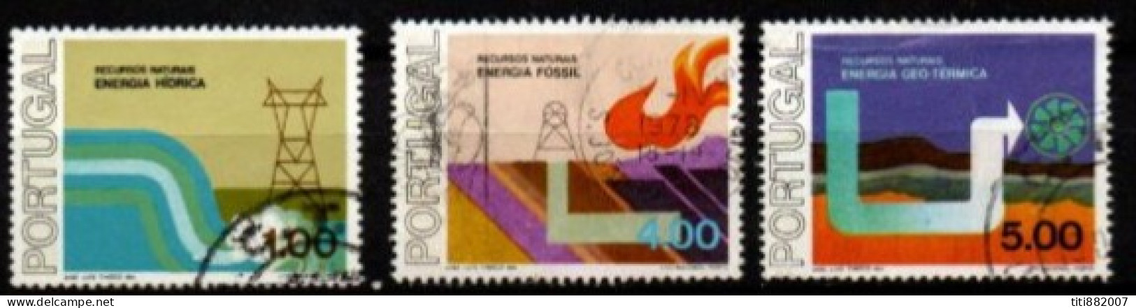 PORTUGAL    -   1977.    Y&T N° 1323 à 1325 Oblitérés.  L'énergie Naturelle - Used Stamps