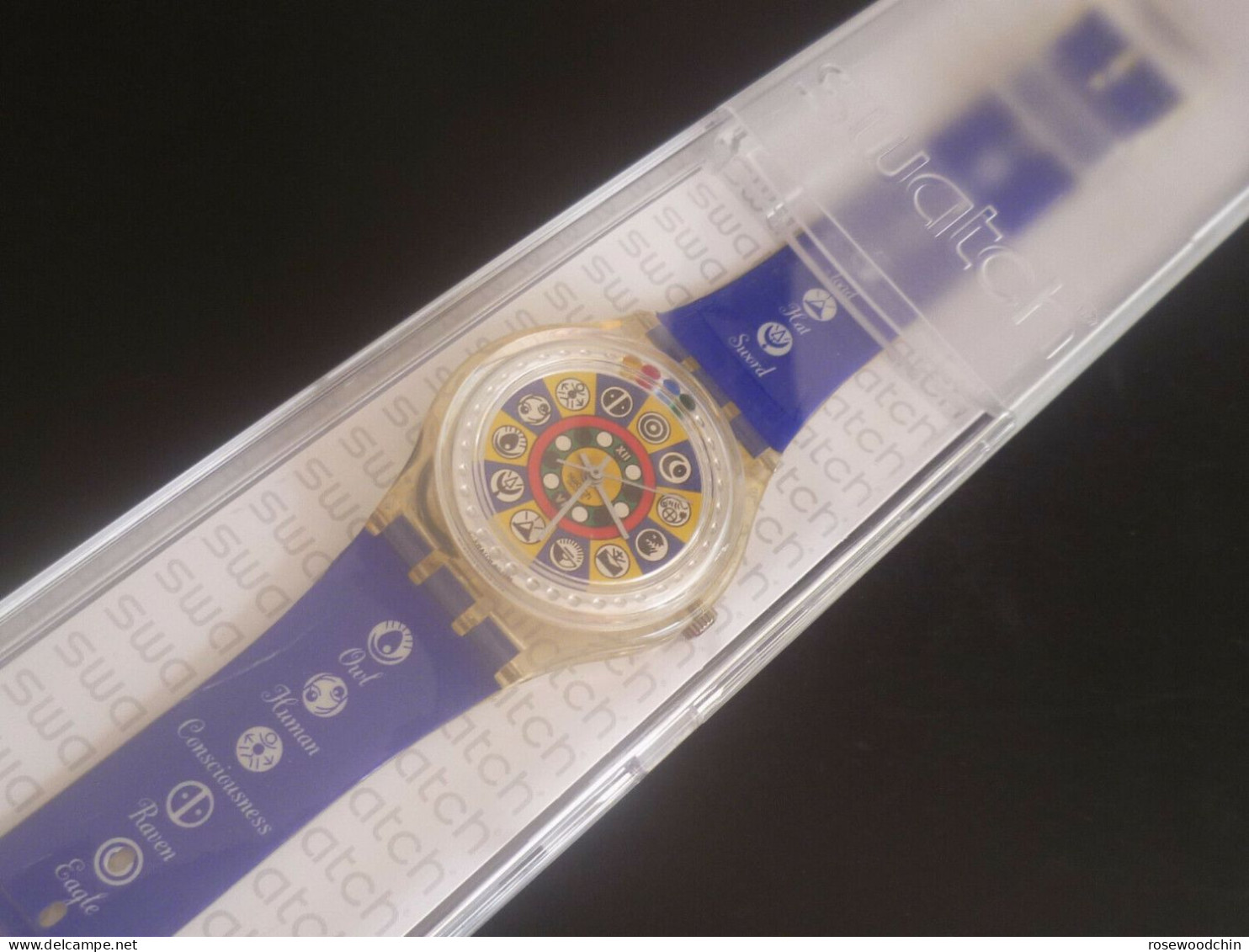 Vintage !! Limited Ediition !! SWISS SWATCH BLUE SYMBOLS DESIGN WRIST WATCH (Unisex) - Antike Uhren
