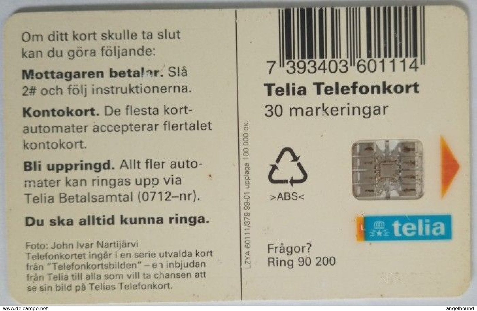 Sweden 30Mk. Chip Card - Ice Crastals 2 - Sweden