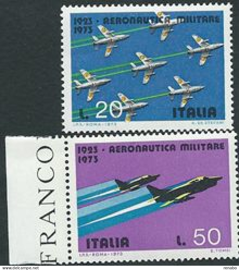 Italia, Italy, Italien, Italie 1973; Aerei Militari Italiani, Military Aircraft. Lire 20 + Lire 50 . Nuovi. - Militaria