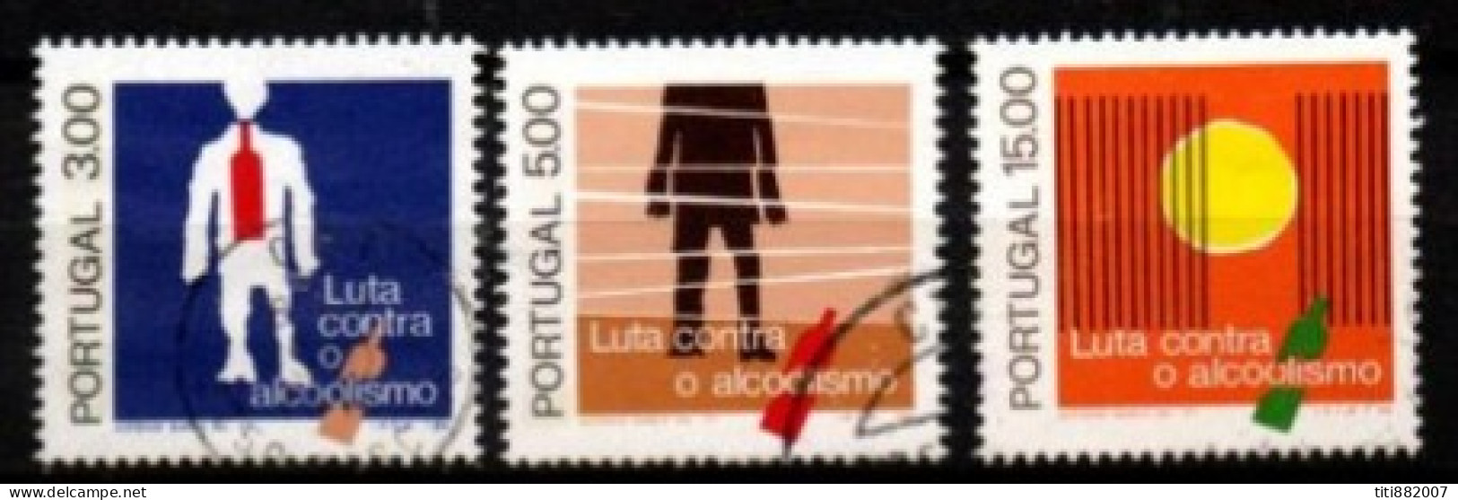 PORTUGAL    -   1977.    Y&T N° 1330 à 1332 Oblitérés.  Alcoolisme.    Série Complète. - Used Stamps