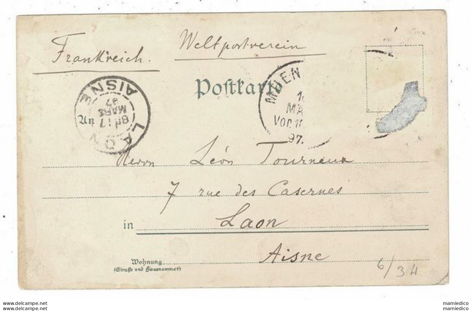 1897 Munich Lithographie Allemande "Gruss Aus Dem HOFBRAUHAUS" Belle Carte Mais Timbres Décollés + Un Angle Défectueux - Autres & Non Classés