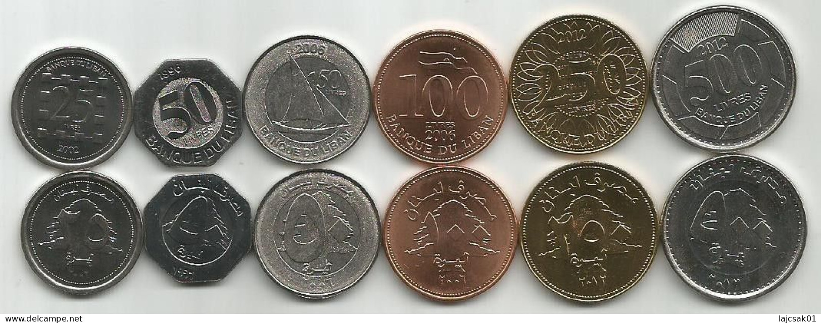 Lebanon 1996 - 2012. Set Of 6 Coins,high Grade - Liban