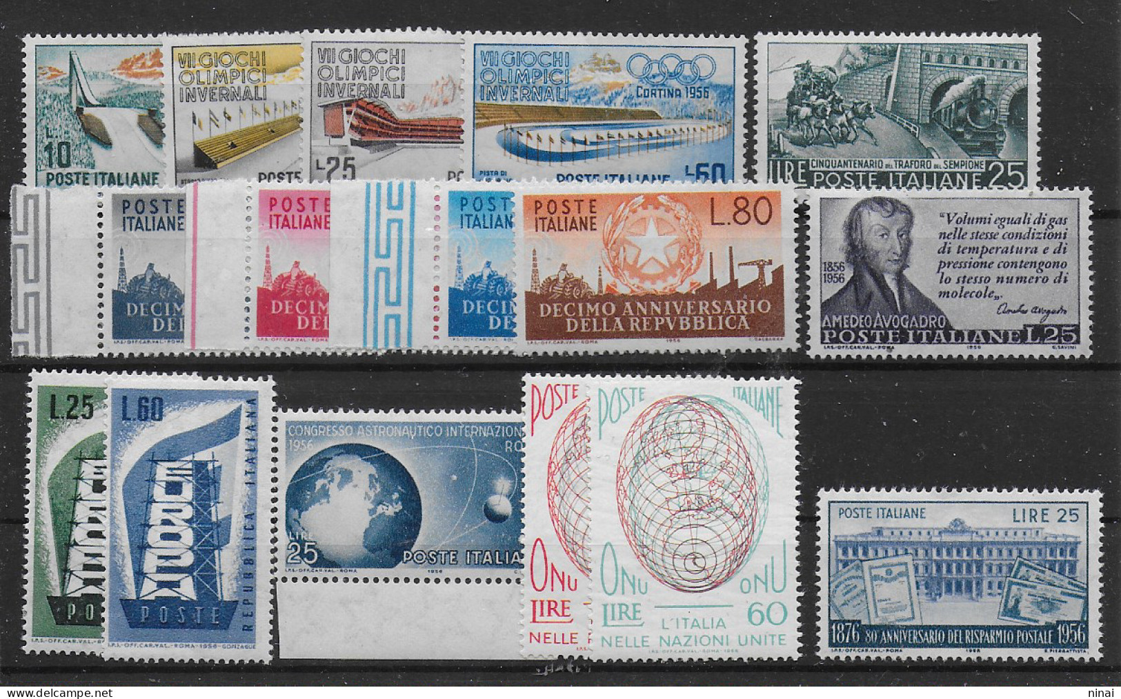 REPUBBLICA 1956 ** MNH LUSSO  ANNATA COMPLETA 16 VALORI  C1150 - 1946-60: Mint/hinged