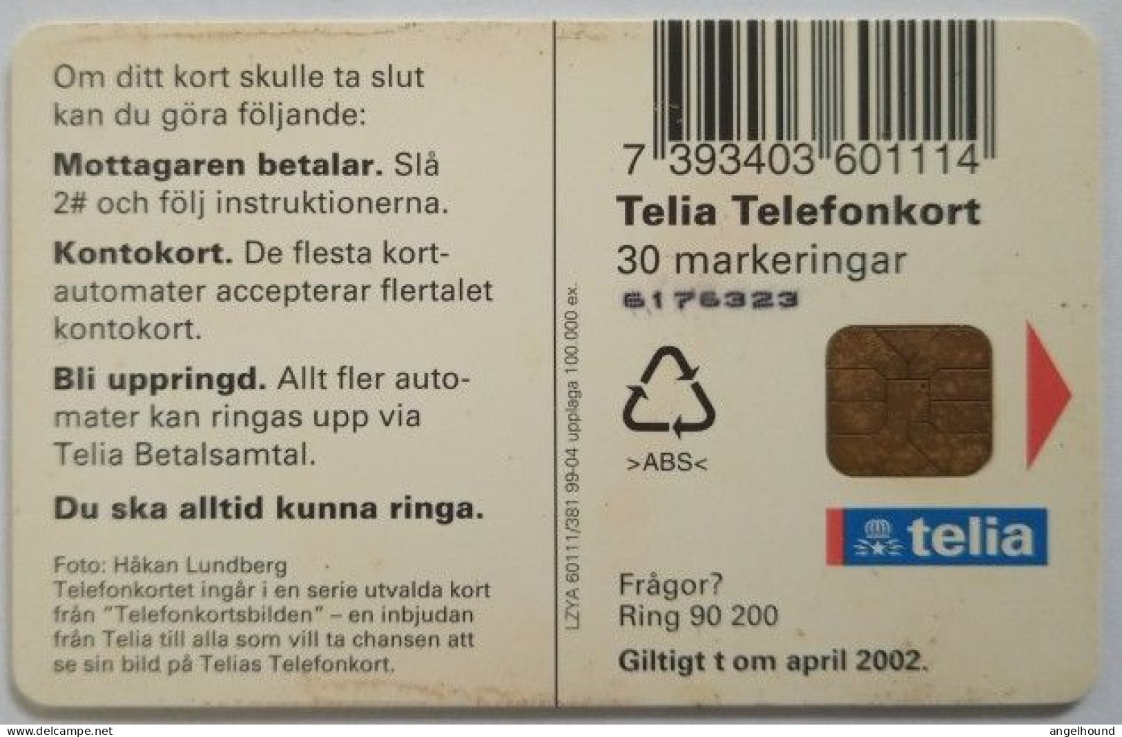 Sweden 30Mk. Chip Card - Bee On A Hepatica - Sweden