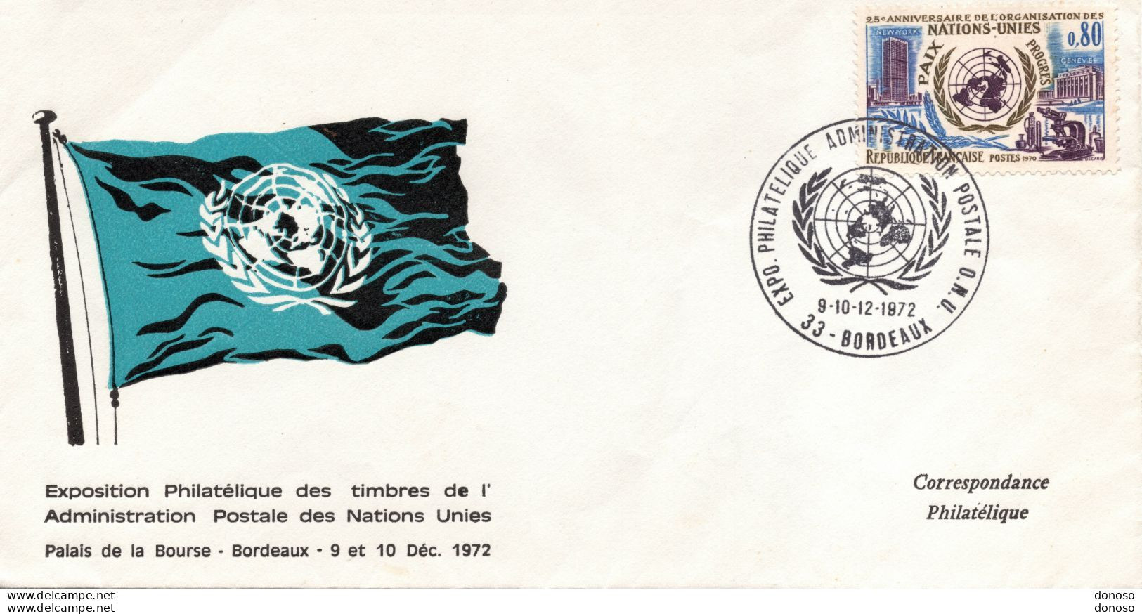1972 Exposition Philatélque Des Timbres De L'ONU, Bordeaux - Cachets Commémoratifs