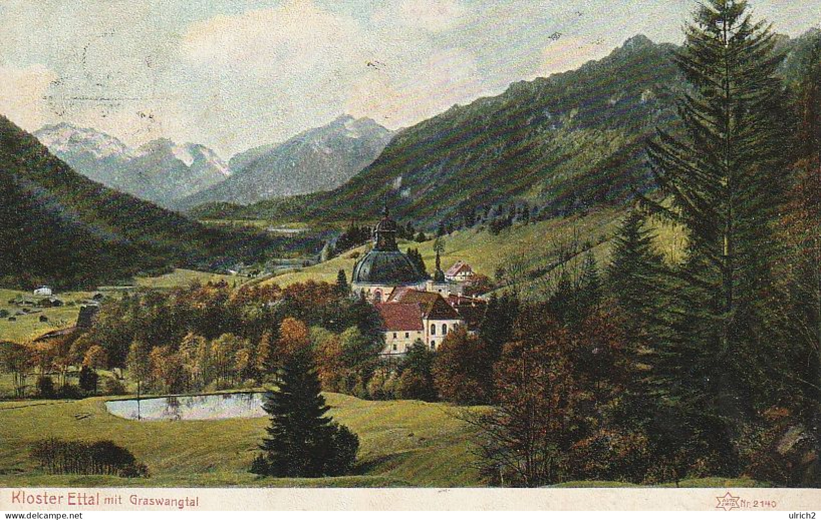 AK Kloster Ettal Mit Graswangtal - 1909 (69486) - Garmisch-Partenkirchen