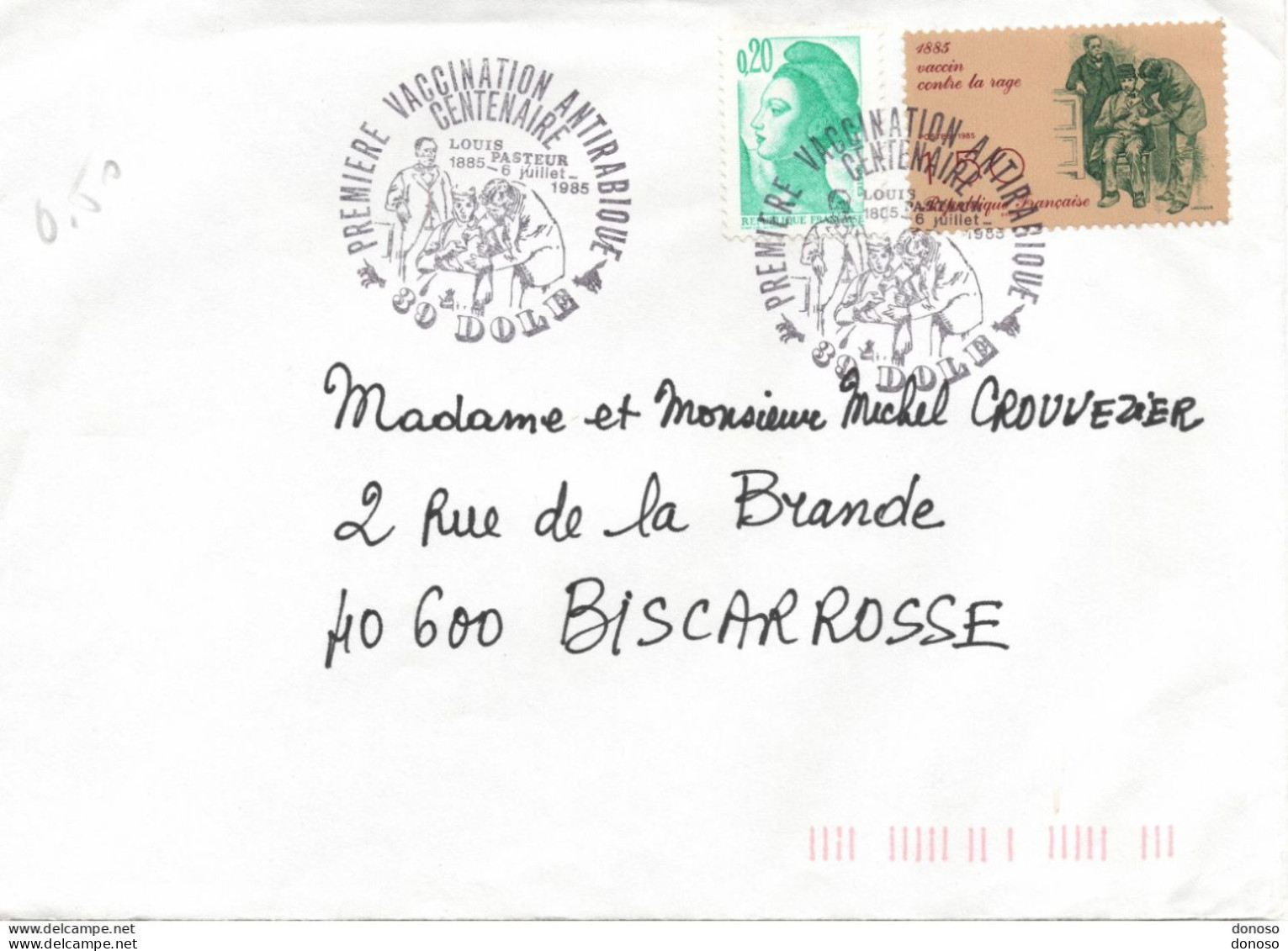 1985 Première Vaccination Antirabique, Centenaire, Dole - Commemorative Postmarks
