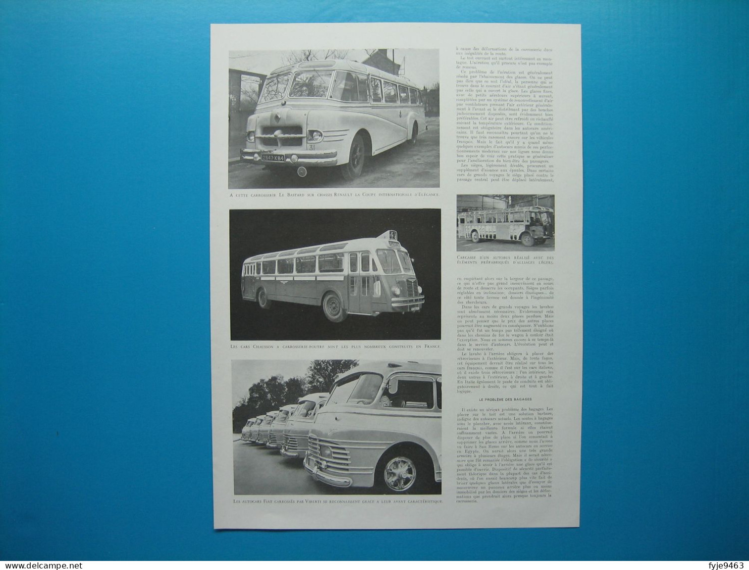 (1949) Autocars, Véhicules Utilitaires, Camions Et Camionnettes (document De 8 Pages) - Non Classés