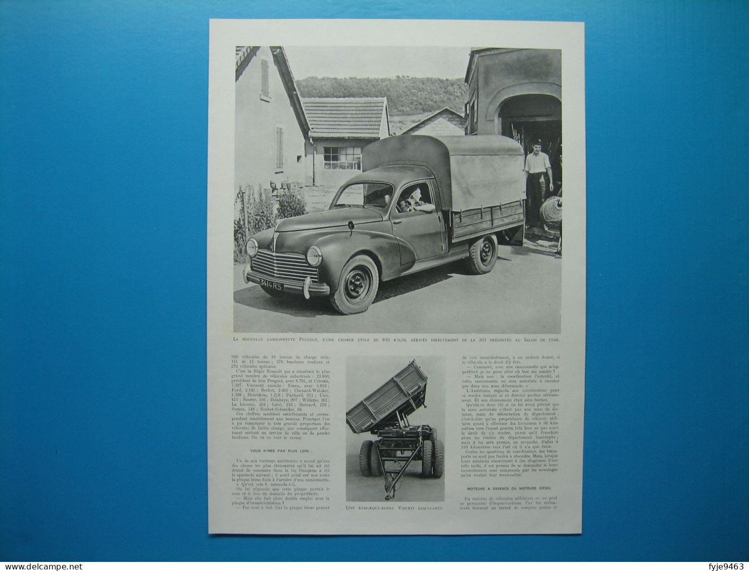 (1949) Autocars, Véhicules Utilitaires, Camions Et Camionnettes (document De 8 Pages) - Non Classés