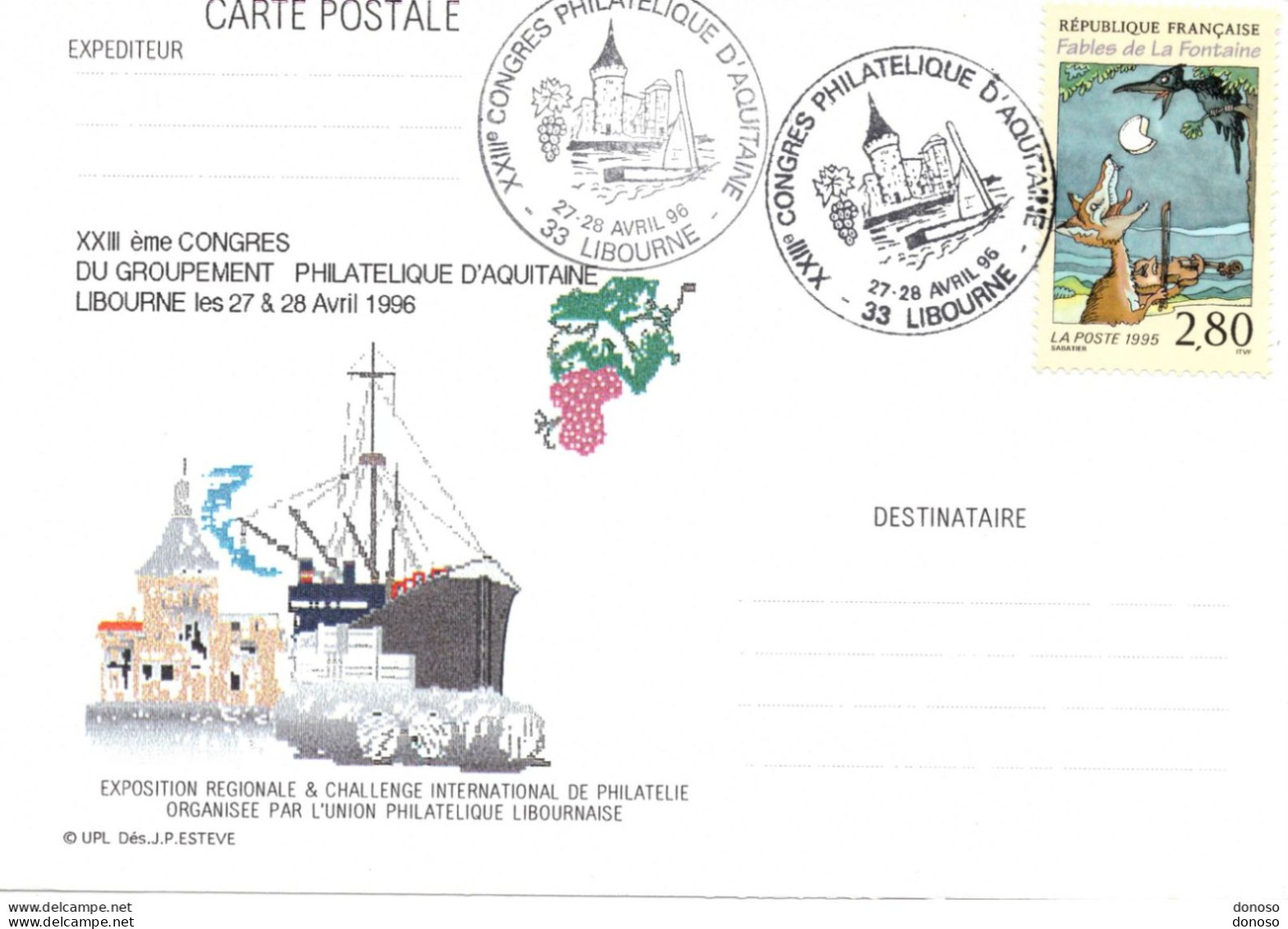 1996 Congrès Philatélique D'Aquitaine, Libourne - Cachets Commémoratifs